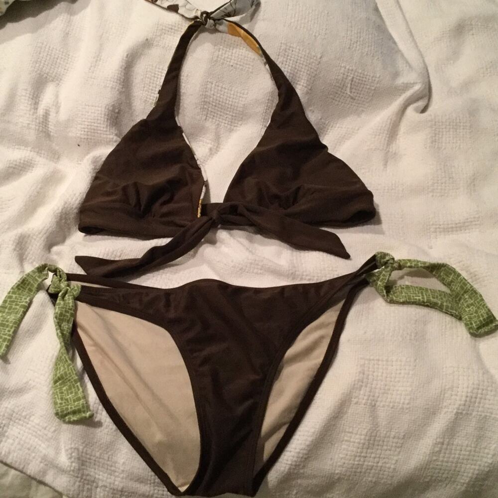 Jessica Simpson Reversible bikini brown floral mix